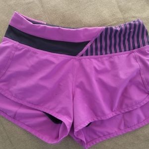 Lululemon Speed Up Lined Shorts size 2,  Purple Black.